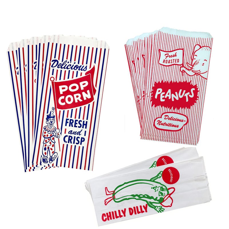 Outside the Box Papers Popcorn Bags, Peanut and Pickle Sacks 24 Each Red, White, Green - Image 1